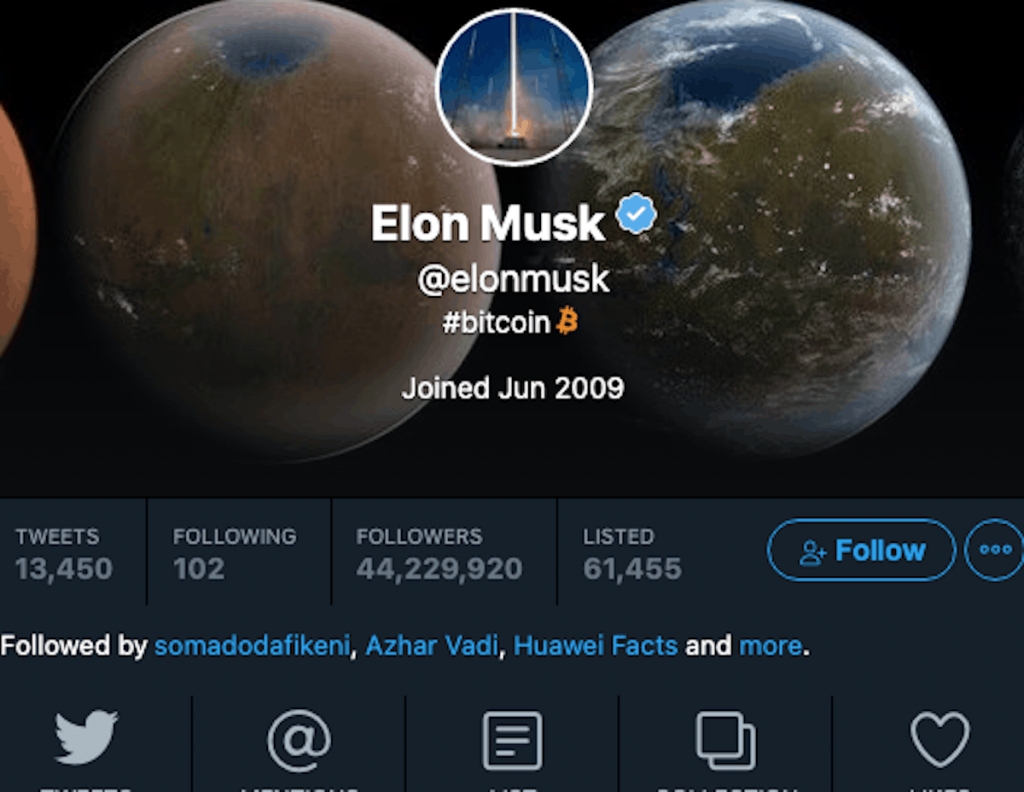 Bitcoin jumps above $38 000 as Elon Musk tags cryptocurrency in Twitter profile