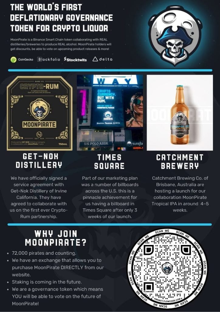 MoonPirate is the first governance token designed and developed for crypto liquor