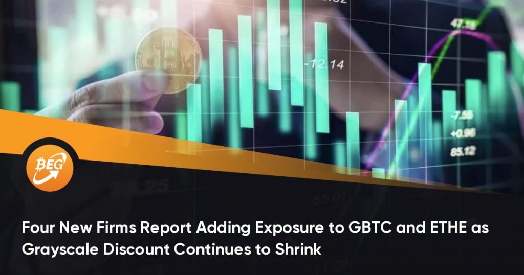 Four New Firms Report Adding Exposure to GBTC and ETHE as Grayscale Discount Continues to Shrink