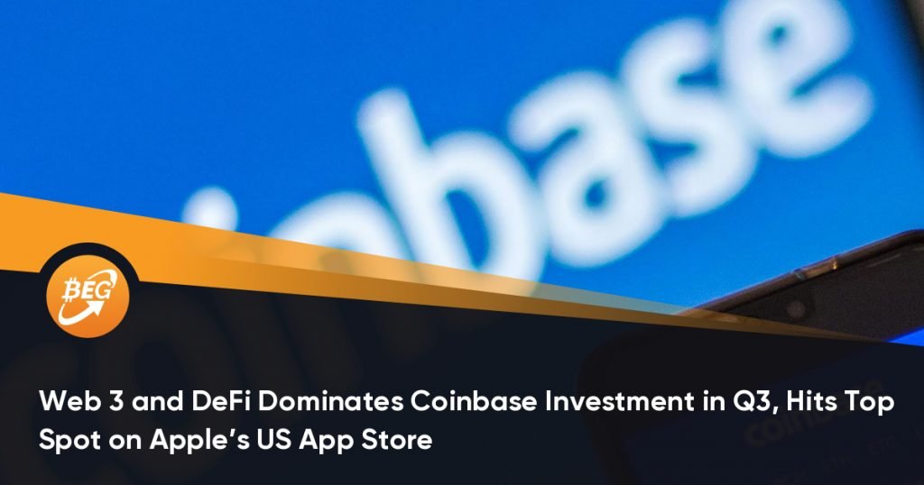 Web 3 and DeFi Dominates Coinbase Investment in Q3, Hits Top Spot on Apple’s US App Store