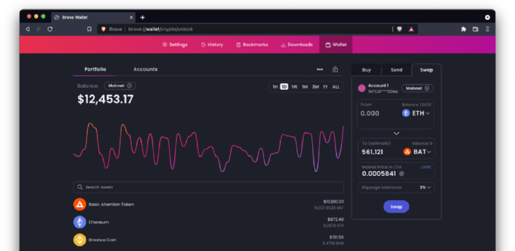 Brave embeds a cryptocurrency wallet right in the browser