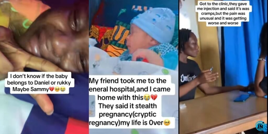 Lady returns with baby as she visits hospital over abdominal pain