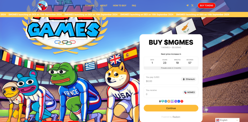 The MemeGamesTokens.com Pre-sale Live BUY $MGMES Now