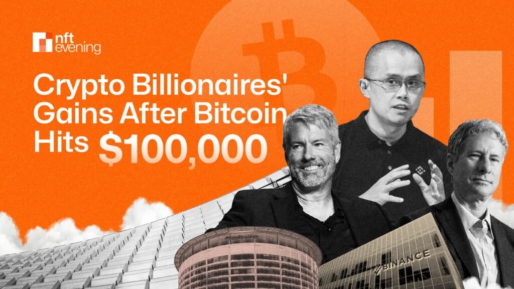Study: How Much do Crypto Billionaires Gain After Bitcoin Surge to $100K?