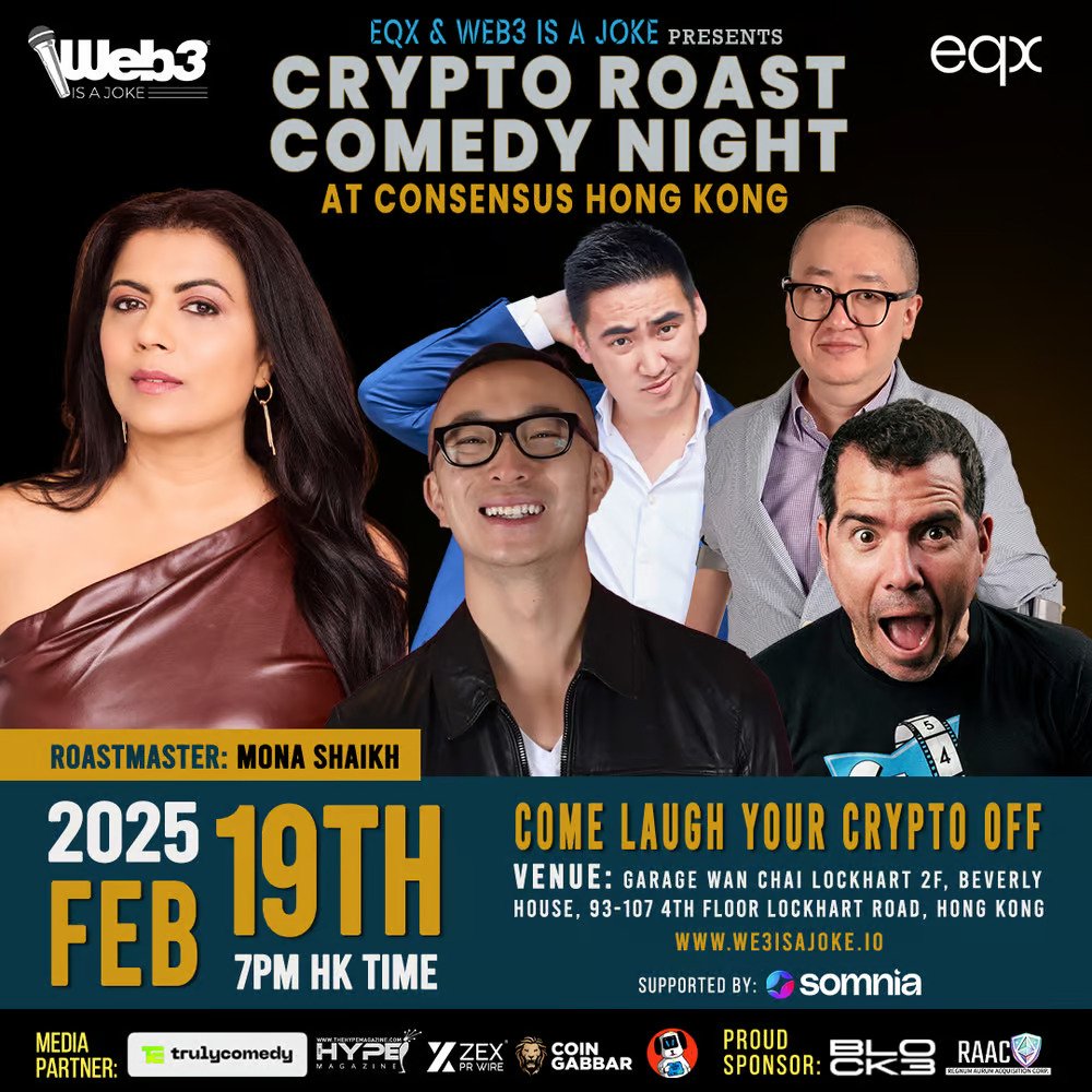 EQX and Web3 is a Joke present Crypto Roast Comedy Night at Consensus Hong Kong
