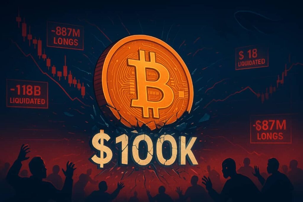 Bitcoin Slips Below $100K Again as Liquidations Hit $1B. Retail Panic Spikes