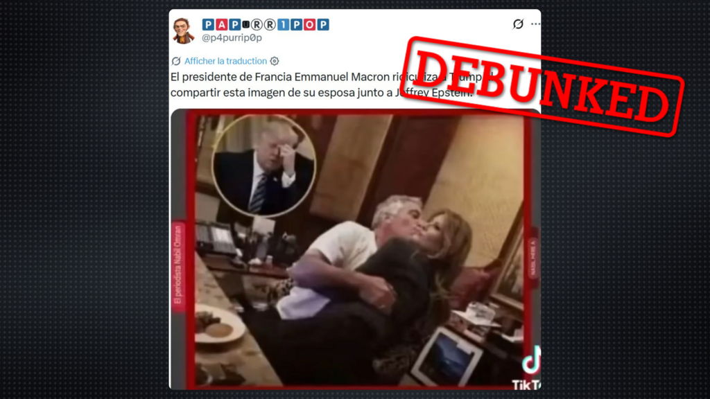 No, Emmanuel Macron did not share a (fake) photo of Melania Trump with Jeffrey Epstein