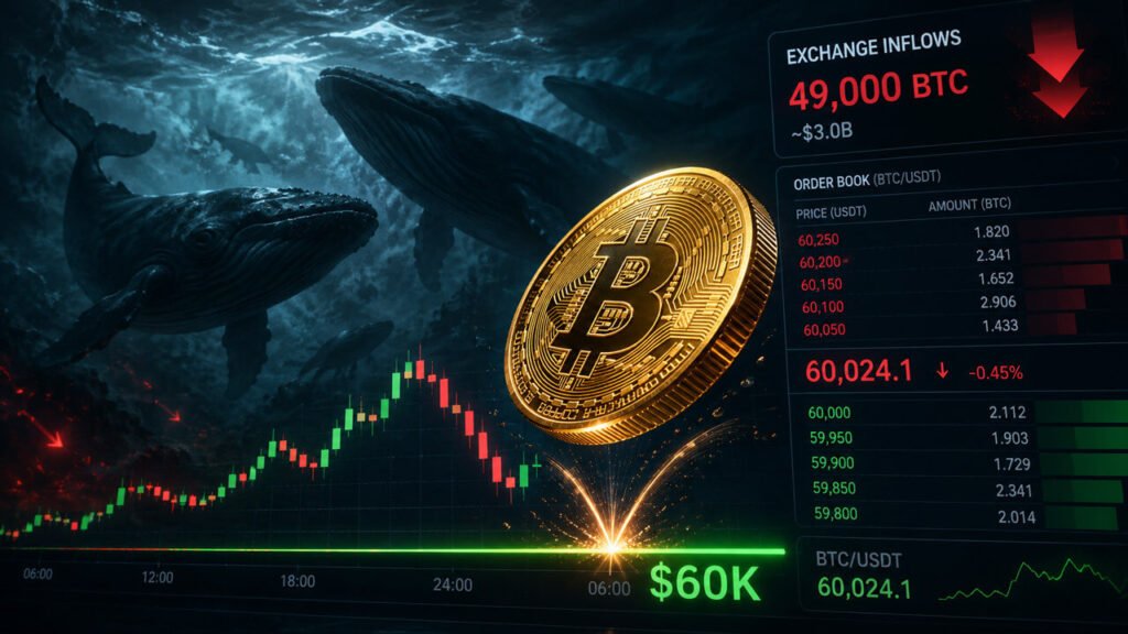 Bitcoin whales send 49,000 BTC to exchanges as $60K rebound shows signs of weakness