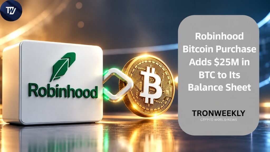 Robinhood Bitcoin Purchase Adds $25M in BTC to Its Balance Sheet
